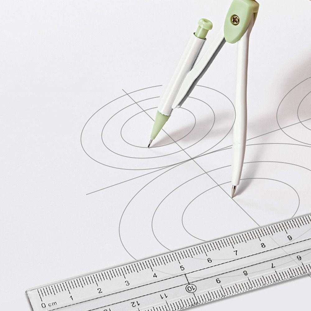Ruler Set Transparent - 8-delige set hoogwaardige plastic linialen, passer,