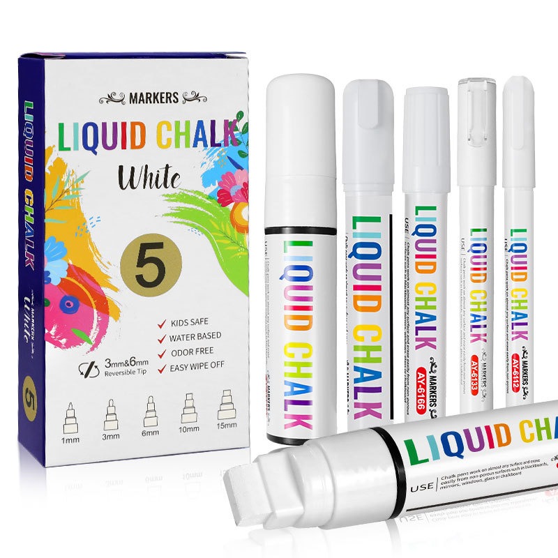 Whiteboard Marker Set - 5 stks/set Witte Krijt Markers Vloeibare
