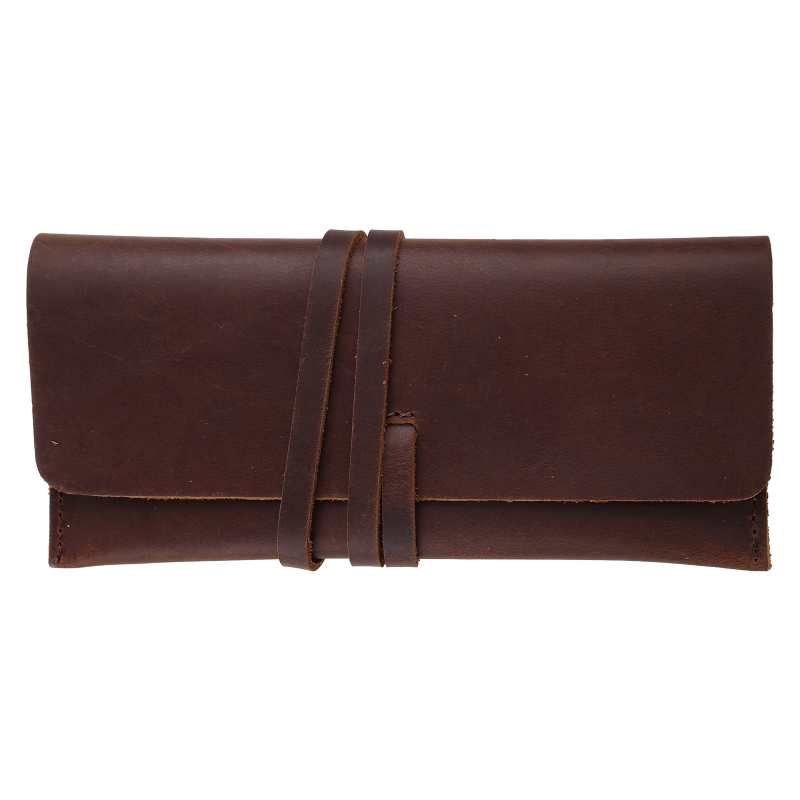 Pen Pouch Roll - Handgemaakte Koeienhuid Lederen Pen Tas Retro